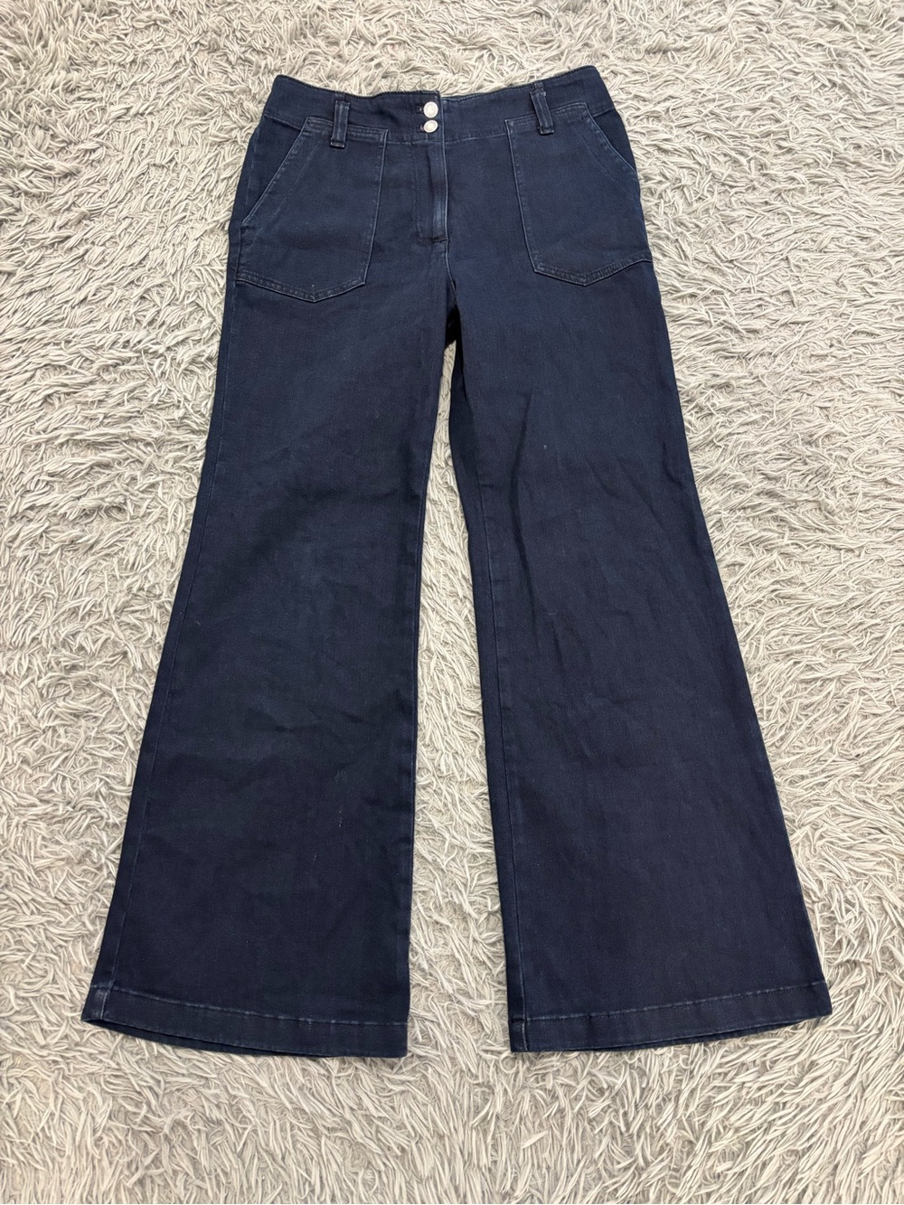 Maeve by Anthropologie Naomi Wide-Leg Flare Jeans Women’s 31 Blue Patch Pockets